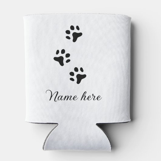 Hondenpootje zwart huisdier naam tekst dierenpootj blikjeskoeler (Achterkant)