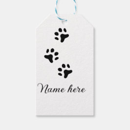 Hondenpootje zwart huisdier naam tekst dierenpootj cadeaulabel