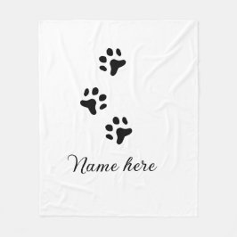 Hondenpootje zwart huisdier naam tekst dierenpootj fleece deken