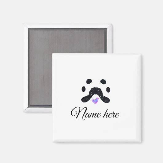 Hondenpootje zwart huisdier naam tekst dierenpootj magneet (Voorkant / Achterkant)
