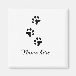 Hondenpootje zwart huisdier naam tekst dierenpootj magneet