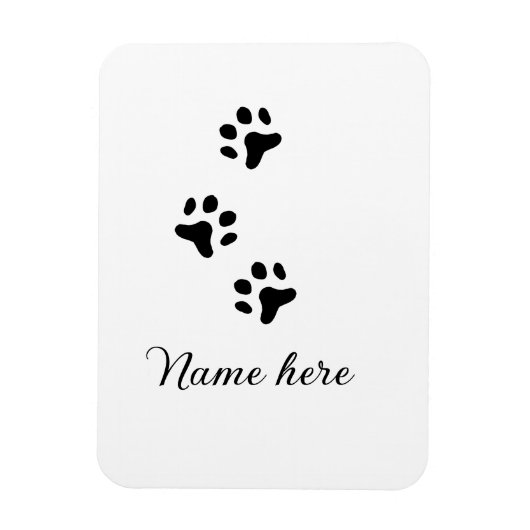 Hondenpootje zwart huisdier naam tekst dierenpootj magneet (Verticaal)