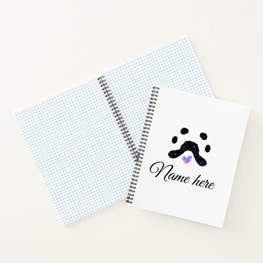 Hondenpootje zwart huisdier naam tekst dierenpootj notitieboek (Binnen)