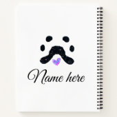 Hondenpootje zwart huisdier naam tekst dierenpootj notitieboek (Achterkant)