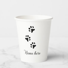 Hondenpootje zwart huisdier naam tekst dierenpootj papieren bekers