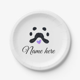 Hondenpootje zwart huisdier naam tekst dierenpootj papieren bordje