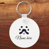 Hondenpootje zwart huisdier naam tekst dierenpootj sleutelhanger (Voorkant)