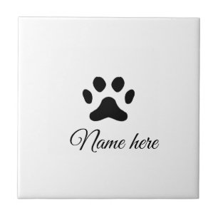 Hondenpootje zwart huisdier naam tekst dierenpootj tegeltje