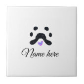 Hondenpootje zwart huisdier naam tekst dierenpootj tegeltje (Voorkant)