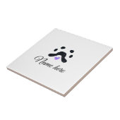 Hondenpootje zwart huisdier naam tekst dierenpootj tegeltje (Zijkant)