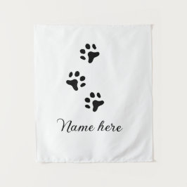 Hondenpootje zwart huisdier naam tekst dierenpootj wandkleed