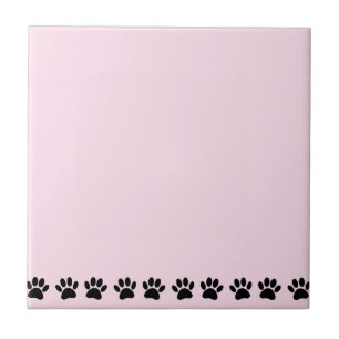 Hondenpootpatroon Licht Roze Tegeltje