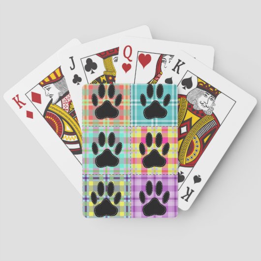 Hondenpootpatroon Quilt Pokerkaarten (Achterkant)
