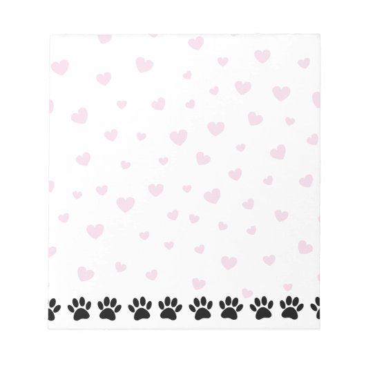 Hondenpootpatroon Roze Harten Notitieblok (Voorkant)