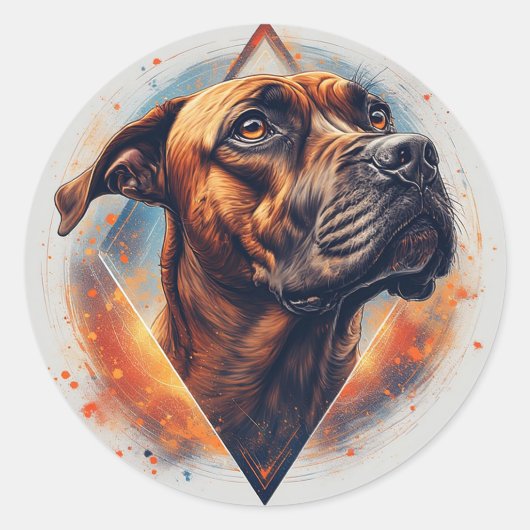 Hondenportret Abstracte Kunst Ronde Sticker (Voorkant)