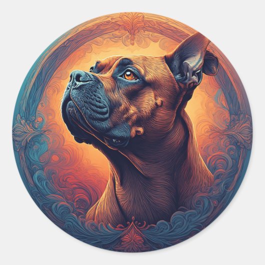 Hondenportret Abstracte Kunst Ronde Sticker (Voorkant)