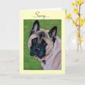 Hondenportret akita met trieste expressie kunst so kaart (Gele Bloem)