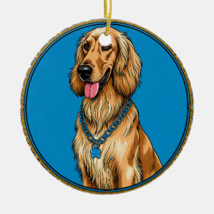 Hondenportret Elegante Vintage Huisdierkunst Keramisch Ornament