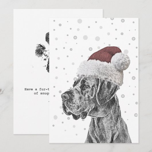 Hondenportret en pootafdruk Kerst Kaarten (Voorkant / Achterkant)