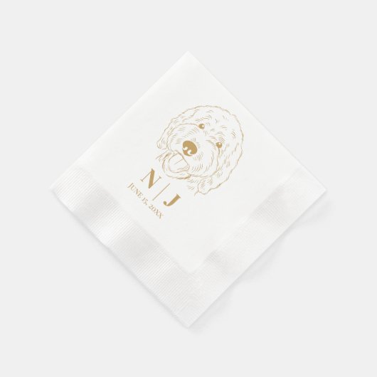 Hondenportret gepersonaliseerde bruiloft servetten (Hoek)