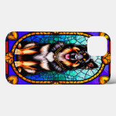 Hondenportret in Glas in lood artwork Case-Mate iPhone Case (Achterkant (horizontaal))