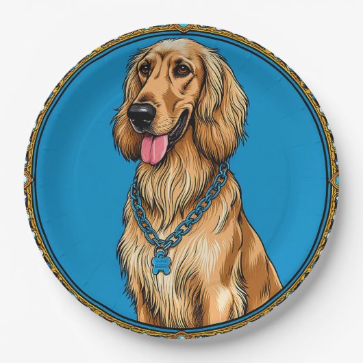 Hondenportret in Lijst Papieren Bordje (Voorkant)