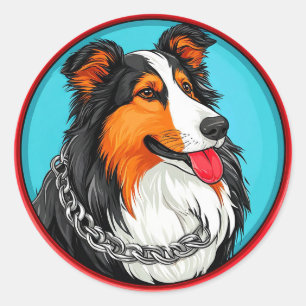 Hondenportret in Sierlijke Artistieke Stijl Ronde Sticker