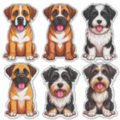 Hondenportretten Gedetailleerde Kunst Van Verschil Sticker (Voorkant)