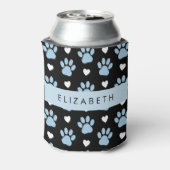 Hondenpoten, blauwe poten, witte harten, Jouw naam Blikjeskoeler (Blikje Achterkant)