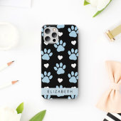 Hondenpoten, blauwe poten, witte harten, Jouw naam Case-Mate iPhone Case