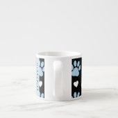 Hondenpoten, blauwe poten, witte harten, Jouw naam Espresso Kop (Achterkant)