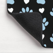 Hondenpoten, blauwe poten, witte harten, Jouw naam Muismat (Hoek)