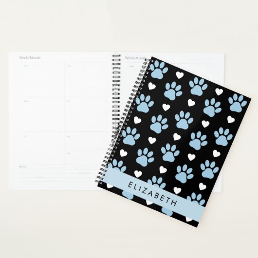 Hondenpoten, blauwe poten, witte harten, Jouw naam Planner (Display)
