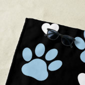 Hondenpoten, blauwe poten, witte harten, Jouw naam Strandlaken (In situ)