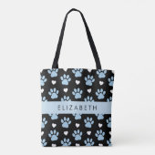 Hondenpoten, blauwe poten, witte harten, Jouw naam Tote Bag (Achterkant)