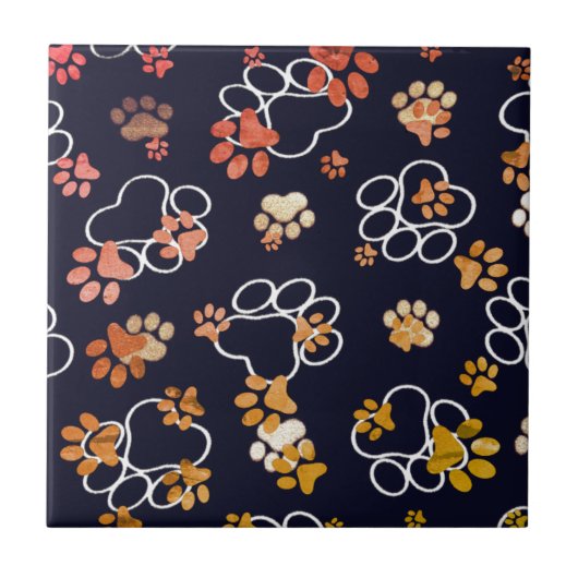 Hondenpoten eierschaal bruin zwart tegeltje (Voorkant)