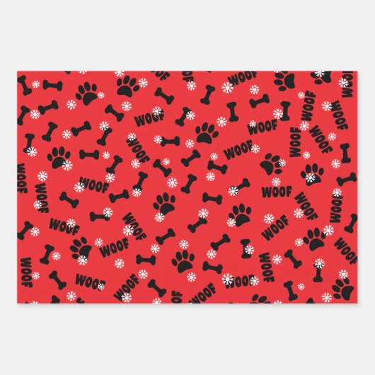 Hondenpoten en Botten Kerst Sneeuwvlokken Custom Inpakpapier Vel (Voorkant)