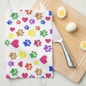 Hondenpoten en harten, theedoek (Quarter Fold)