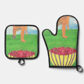 Hondenpoten en kers ovenwant & pannenlap set (Voorkant)