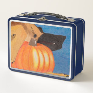 Hondenpoten en pompoen metalen lunchbox