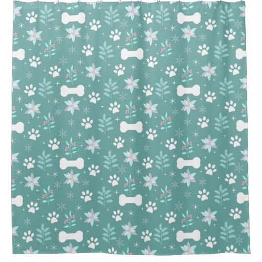 Hondenpoten en vakantie Botten Patroon Douchegordijn (Voorkant)