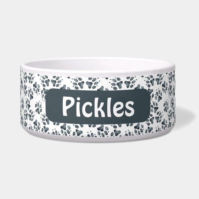 Hondenpoten gepersonaliseerd voerbakje (Voorkant)