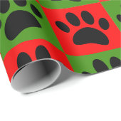 Hondenpoten in rood en groen vierkantjes Kerstmis Cadeaupapier (Rol Hoek)