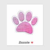 Hondenpoten jute print in roze sticker (Vel)