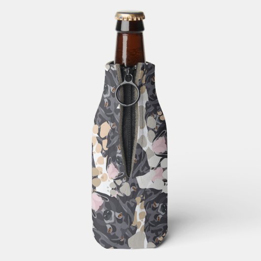 Hondenpoten patroon zwart Labrador Flesjeskoeler (Fles Achterkant)