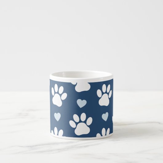 Hondenpoten, witte poten, blauwe harten, Jouw naam Espresso Kop (Voorkant)