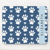 Hondenpoten, witte poten, blauwe harten, Jouw naam Muismat (Voorkant)