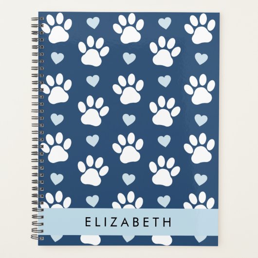 Hondenpoten, witte poten, blauwe harten, Jouw naam Planner (Voorkant)