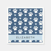 Hondenpoten, witte poten, blauwe harten, Jouw naam Servet (Voorkant)