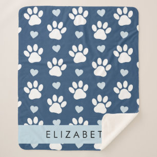 Hondenpoten, witte poten, blauwe harten, Jouw naam Sherpa Deken